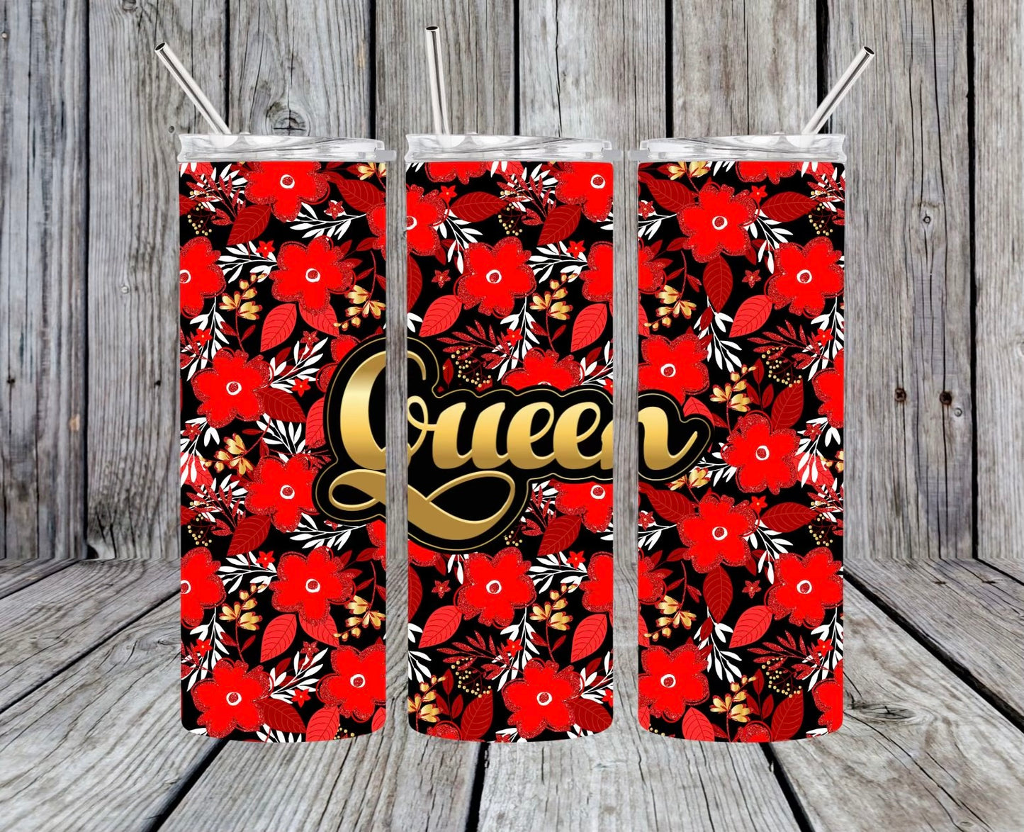 Queen Red Floral Tumbler 20oz