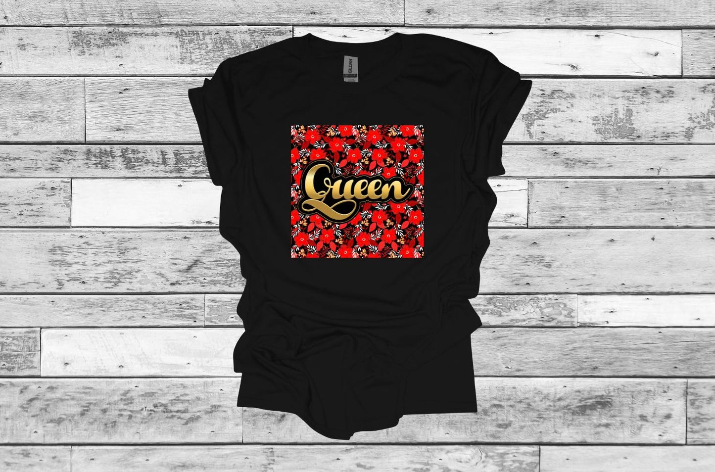 Queen Red Floral Short Sleeve T-Shirt