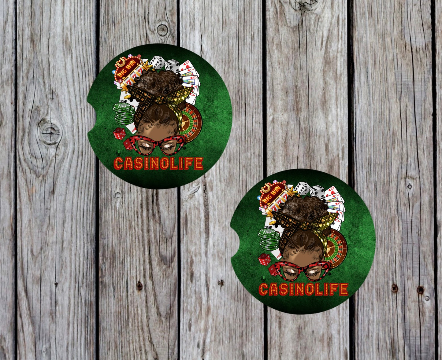 Casino Life Car Coasters Set of 2