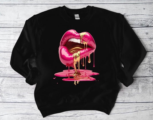 Pink & Gold Hot Lips Sweatshirt