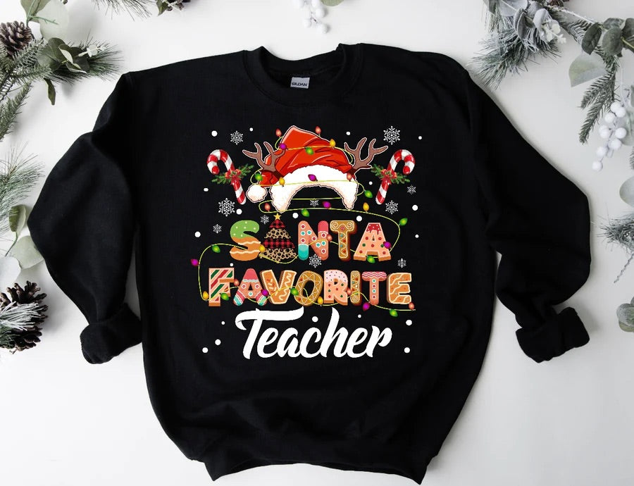 Santa's Favorite Teacher Ted Hat Sweatshirt